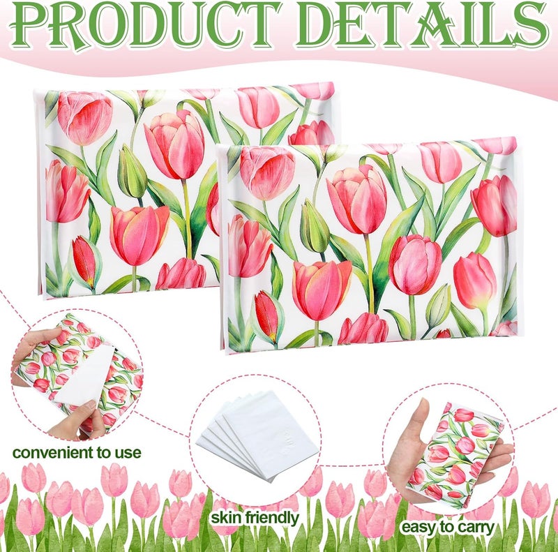 PerKoop 100 Pack Pocket Tissues Travel Slim Packs Small Facial Tissues Wallet Size Toilet Paper for Travel Guest Wedding Supplies, 4 Styles (Tulip) - Image 3